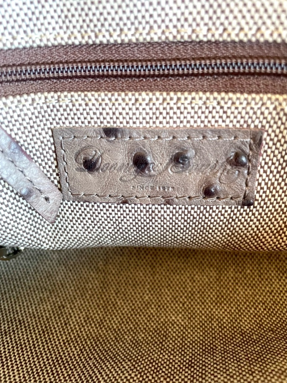 Dooney & Bourke Ostrich Leather Satchel Taupe Chain Strap Bag - Picture 14 of 14